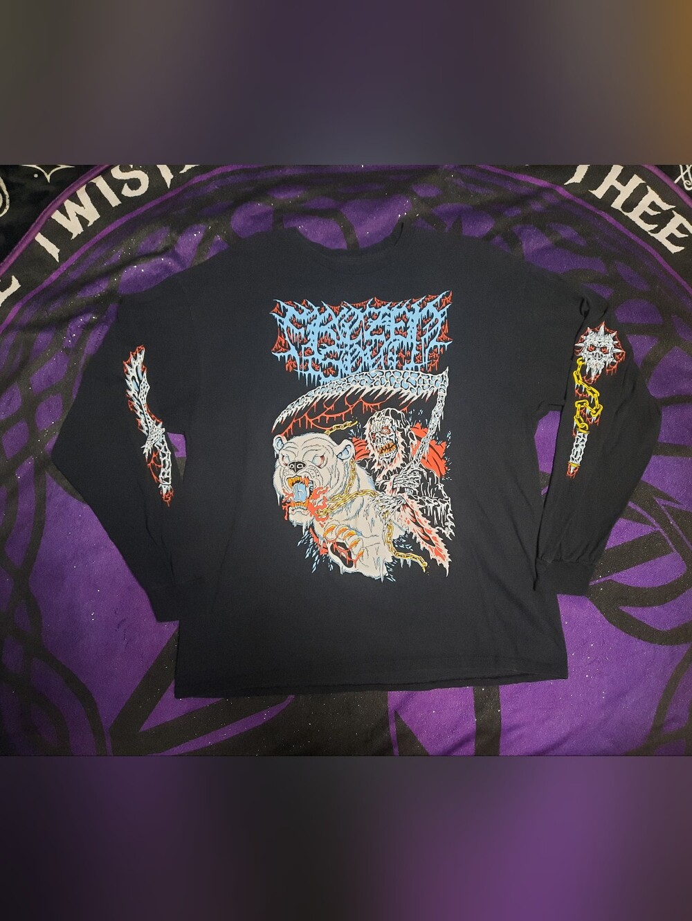 Frozen Soul Band Black Graphic Long Sleeve Shirt with Multicolor Print